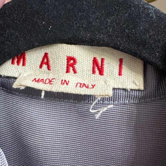 Marni Ruffle Pleated Button Front Blouse Taupe Grey Women's Sz 4 - Picture 9 of 14